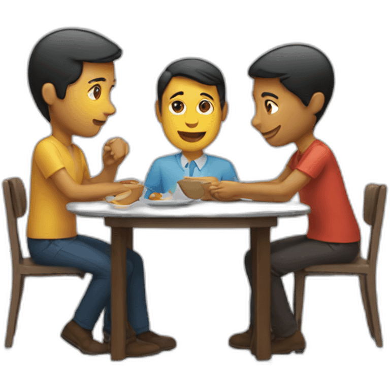 Two men and a woman at a table emoji