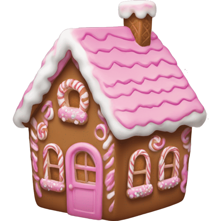 A pink gingerbread house emoji