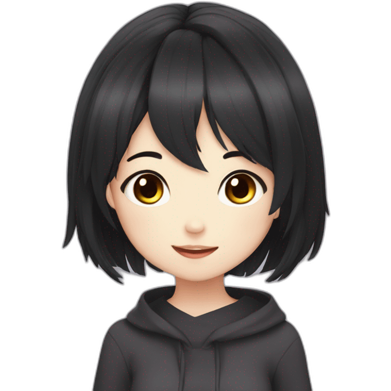 Cute dark hair anime girl emoji