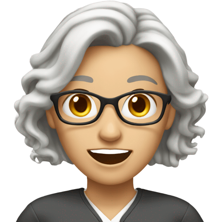 White, female Teacher with gray and blonde hair going crazy  emoji