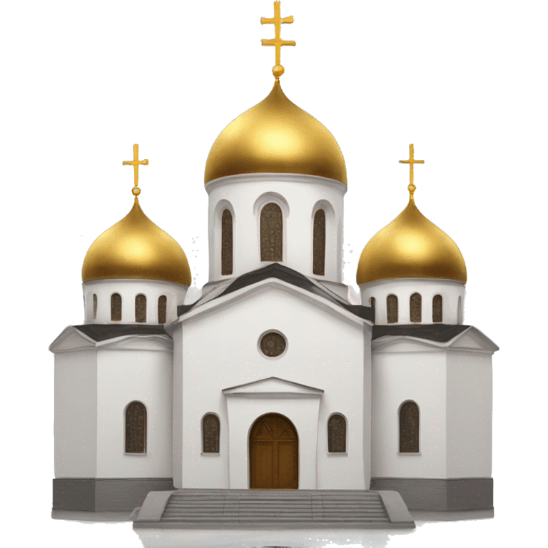 Orthodox church with golden dome and roof and white walls emoji