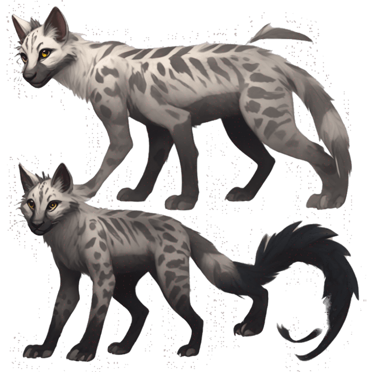 Modern Feral Rare Fantasy Vernid-Trico-species by LiLaiRa, markings, full body emoji