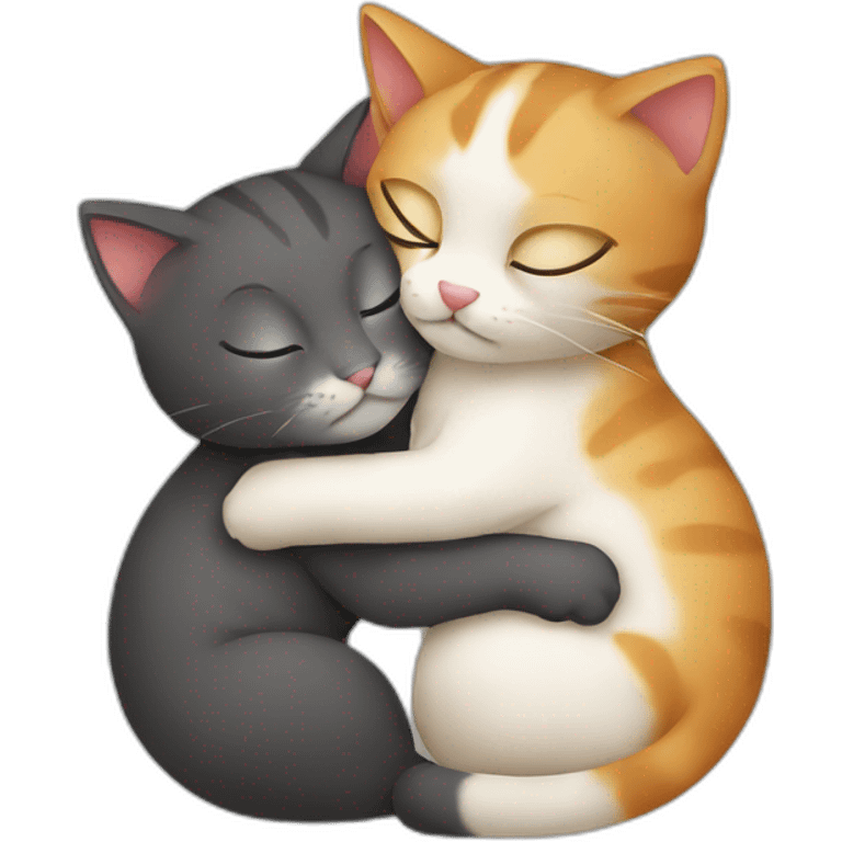 Two cats huging emoji