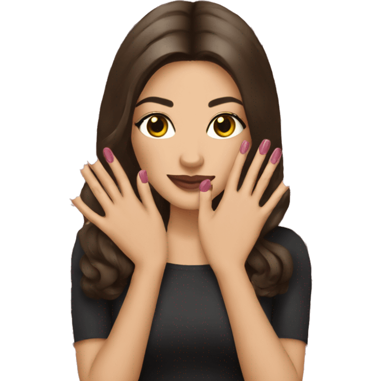 A brunette gets a manicure emoji