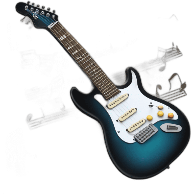 Electric guitar with musical notes and rising graph: symbolizing the mixing of music and increasing ROI. emoji