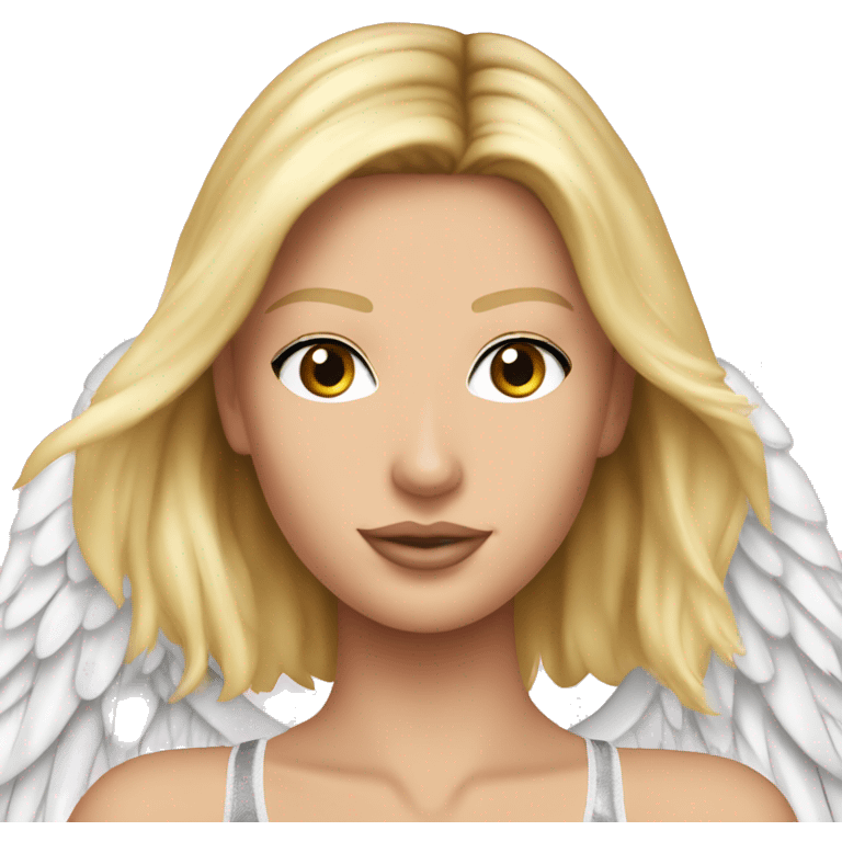 Victoria's Secret model, Caucasian, blonde, with wings emoji