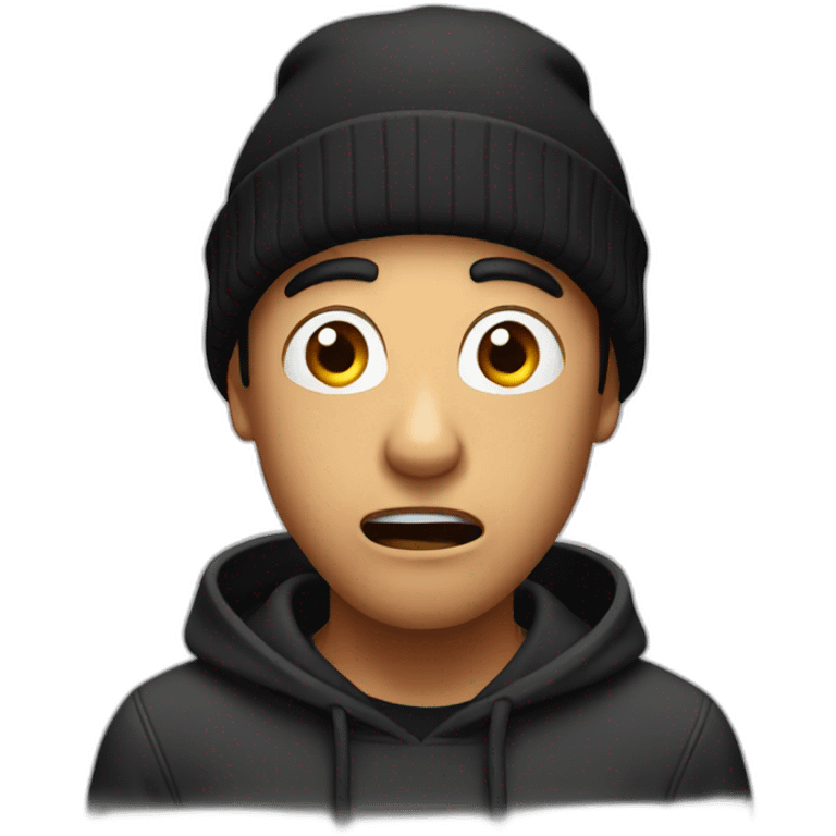 shocked guy with black beanie emoji