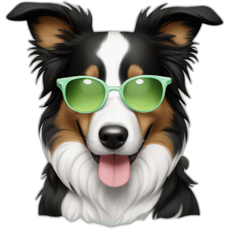 puppy border collie with glasses sniffing mojito emoji