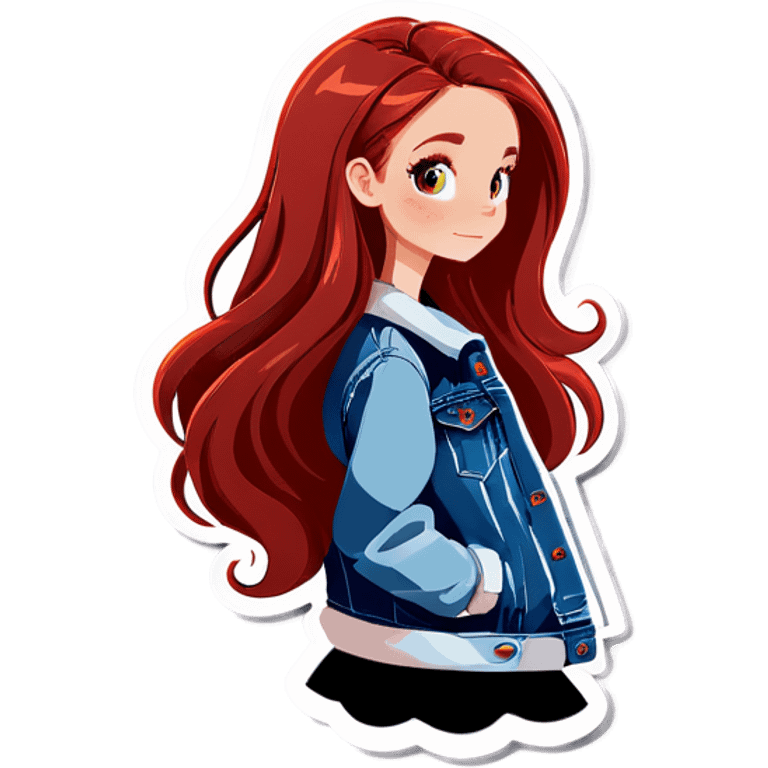 Girl with long red hair and a denim jacket emoji