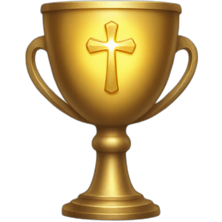 Golden chalice with radiant cross. emoji