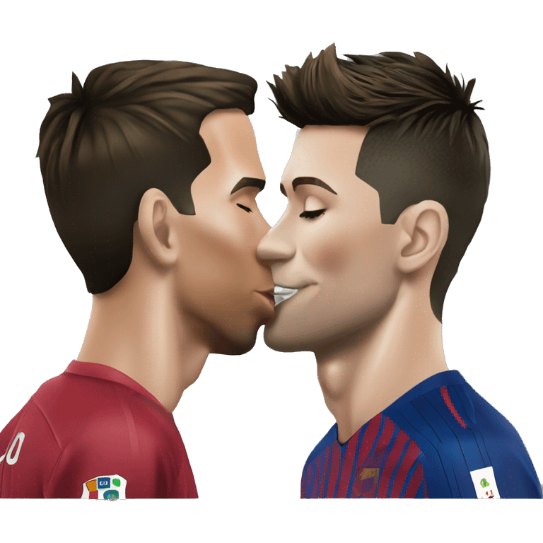 cristiano ronaldo kissing leo messi emoji