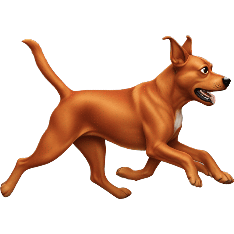 realistic solid red dog with pointed ears running emoji