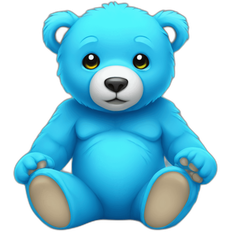 little blue neon bear sitting illustration emoji