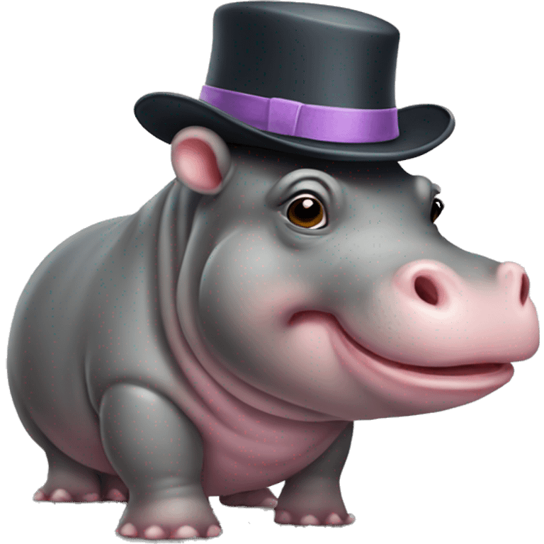 Mini Hippo with hat emoji