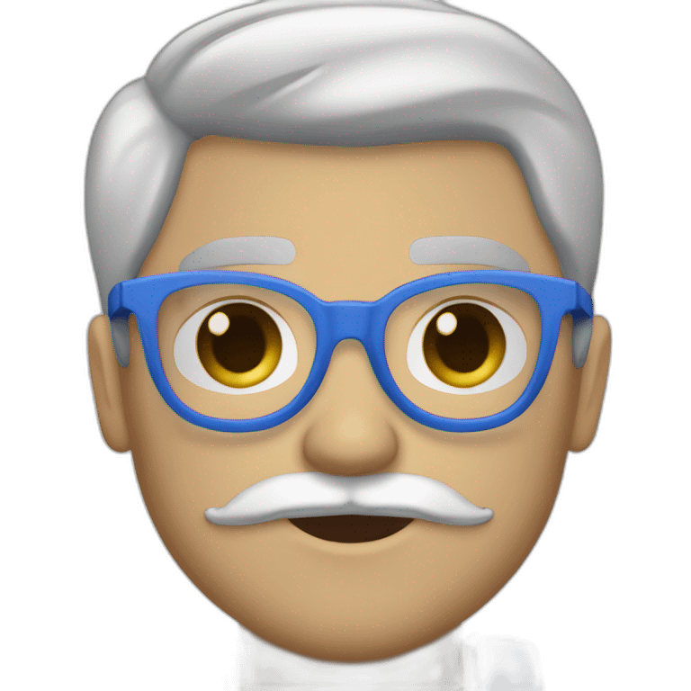 cara de hombre blanco con barba blancay lentes azules redondos, cejas café, sorprendido emoji