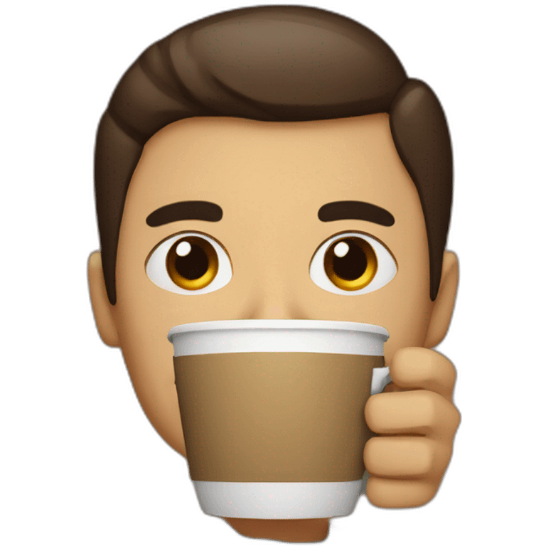 person with a cup of coffee in hands and eyes wide open emoji