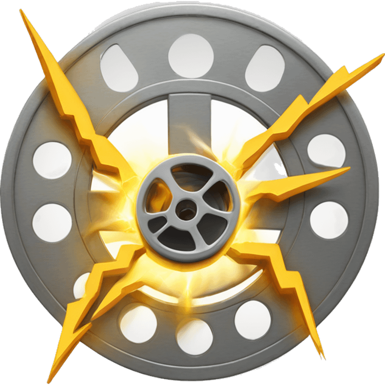 a lightening bolt that pierces through the centre of a roll film reel emoji