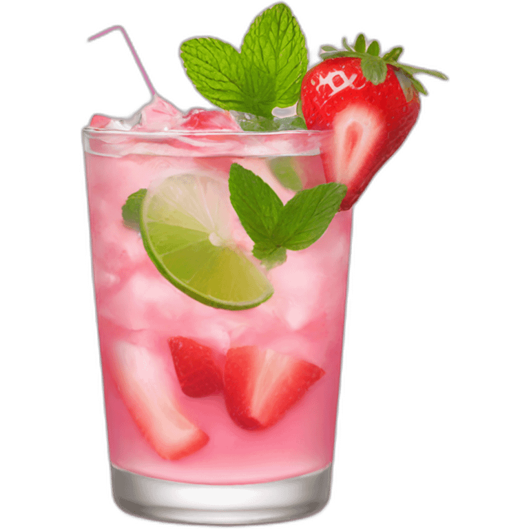 Mojito pink with strawberry emoji