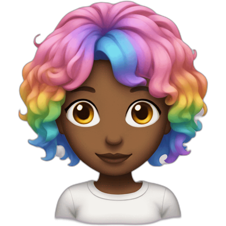 Girl with rainbow hair emoji