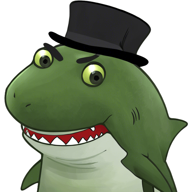 Shark with a top hat emoji