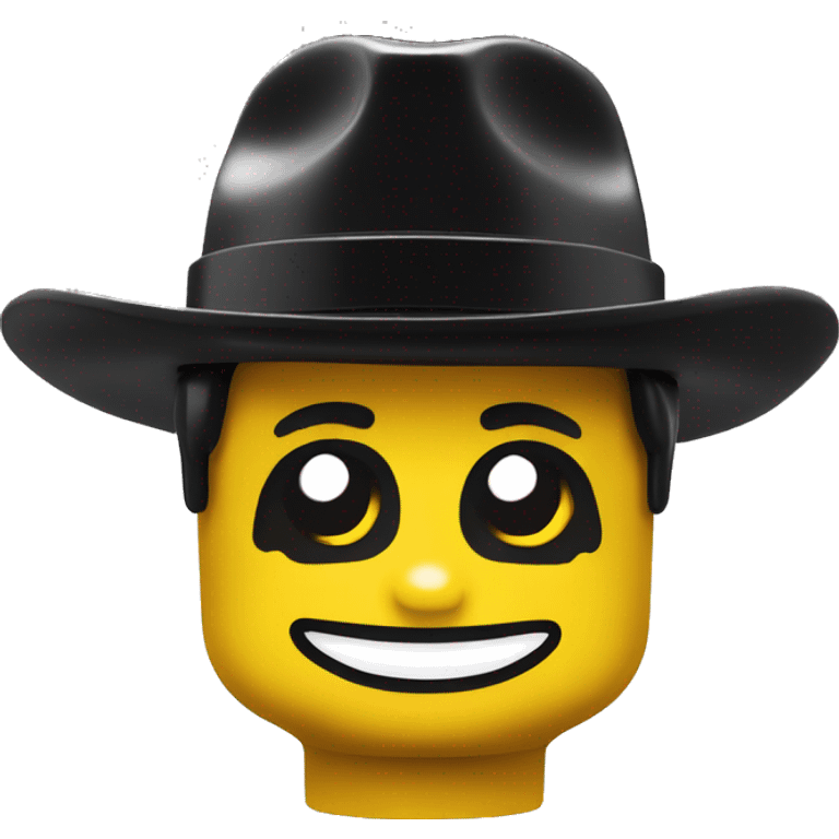 Lego smiling face with black hat emoji