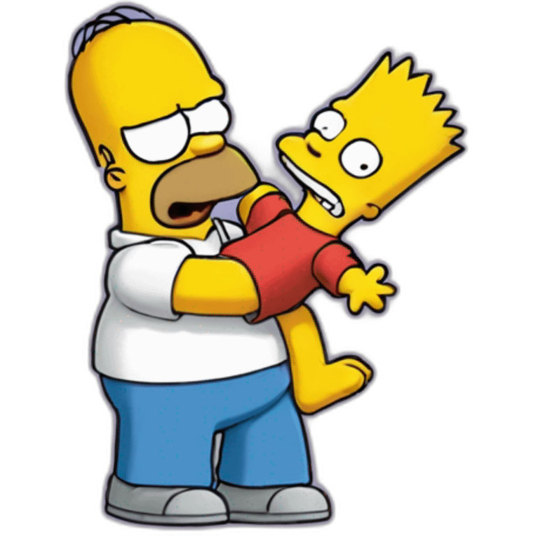 Homer  holding a motionless Bart Simpson in the air after he lost his temper emoji