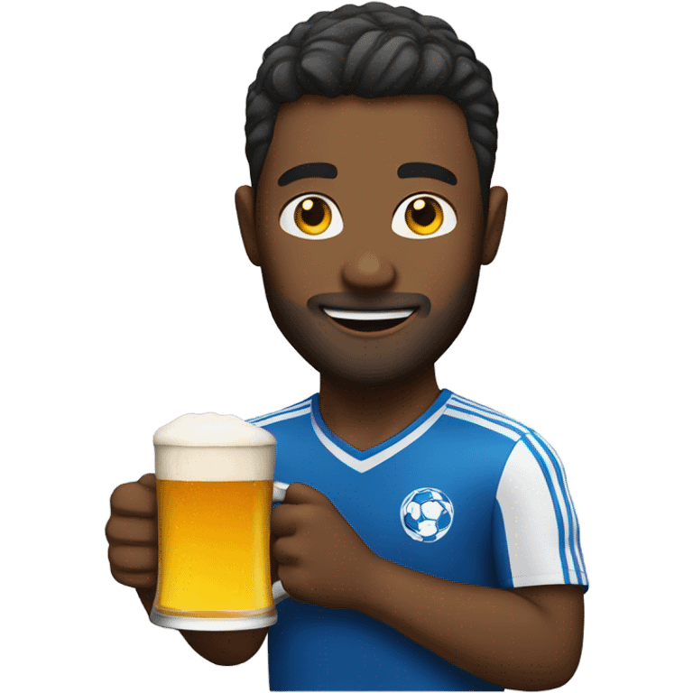 Man with beer playing soccer emoji