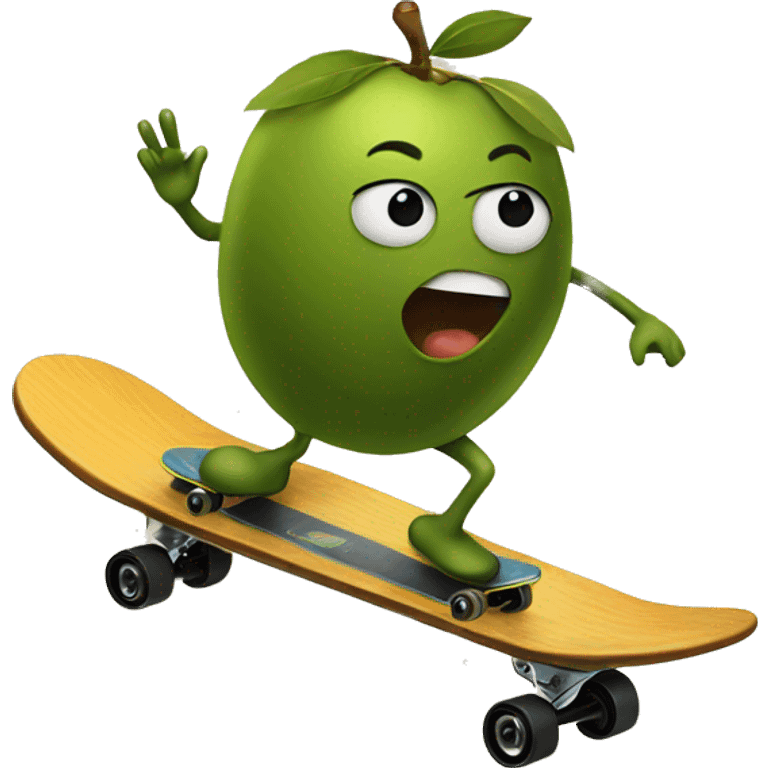 big olive on a skateboard emoji