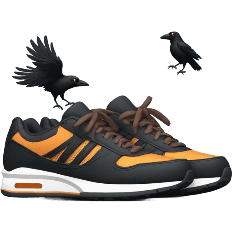 Three Crows with running shoes emoji