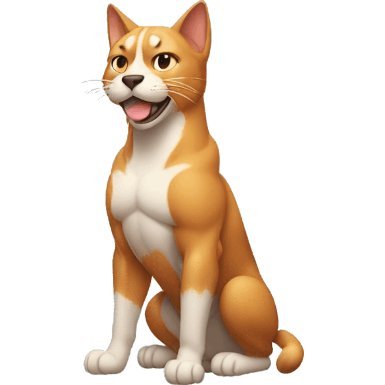 Muscular Cat flexing His biceps with dog emoji