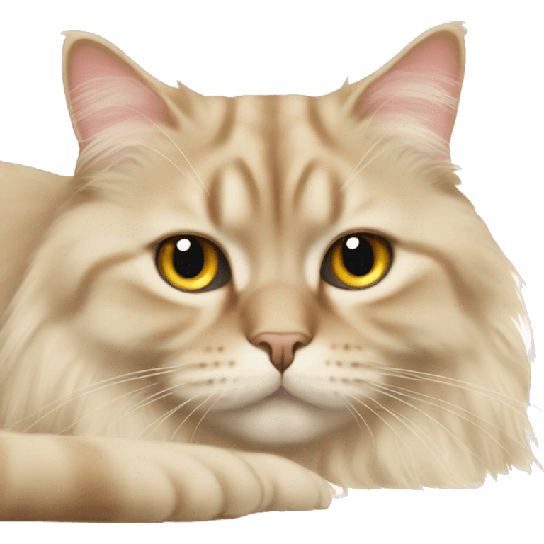 British longhair beige cat lying  emoji