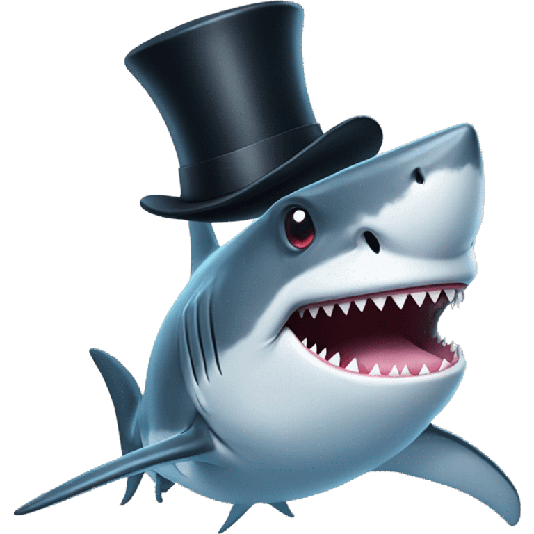 Shark with a top hat emoji