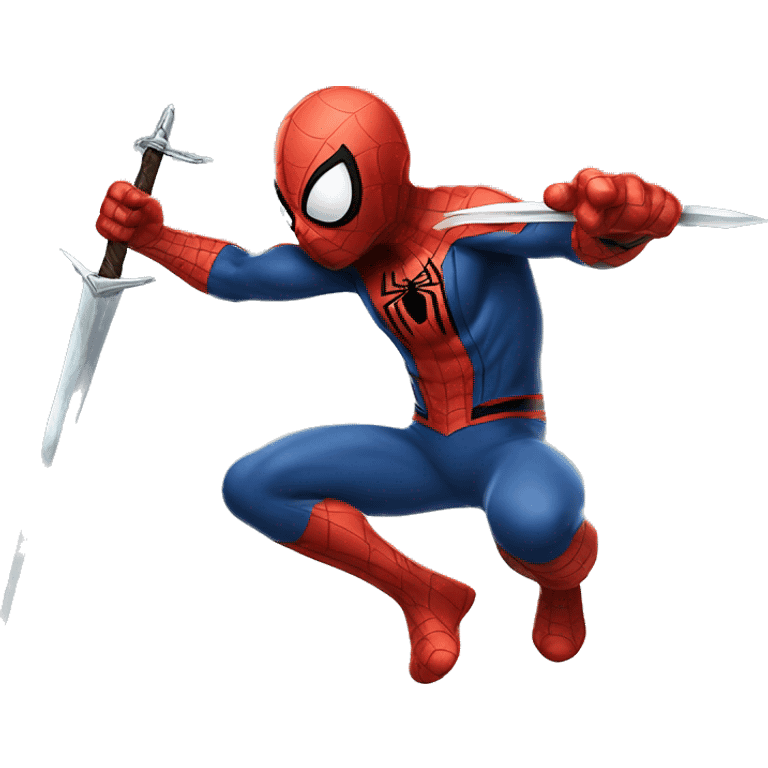 Spider-man with a BIG SWORD in a fighting pose emoji