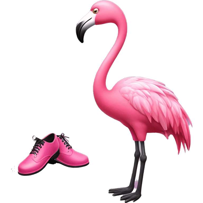 Pink flamingo with tap dancing shoes  emoji