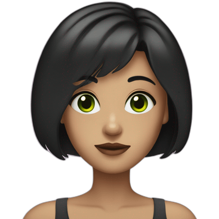 girl with green eyes and black short bob hair emoji