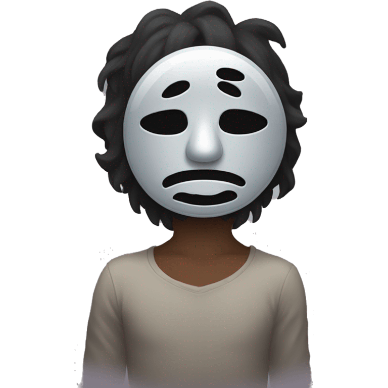 Sad holding happy mask emoji