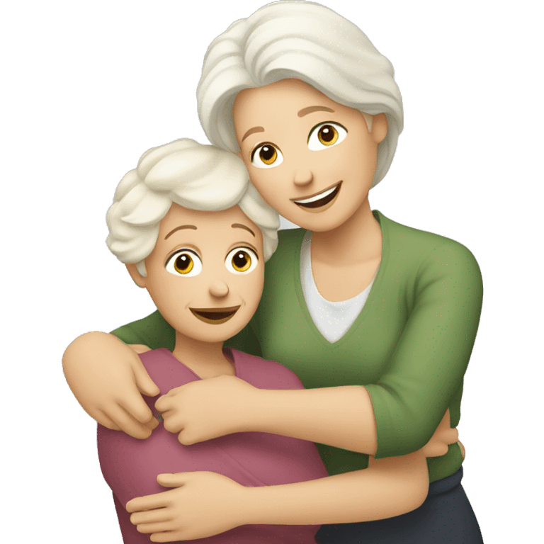 blond woman hugging grandmother emoji