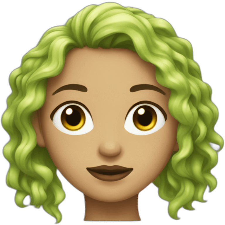 Chica árabe con ojos verdes y pelo ondulado negro emoji