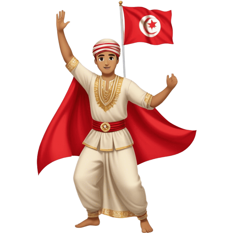 a man with a tunisian flag dancing  emoji