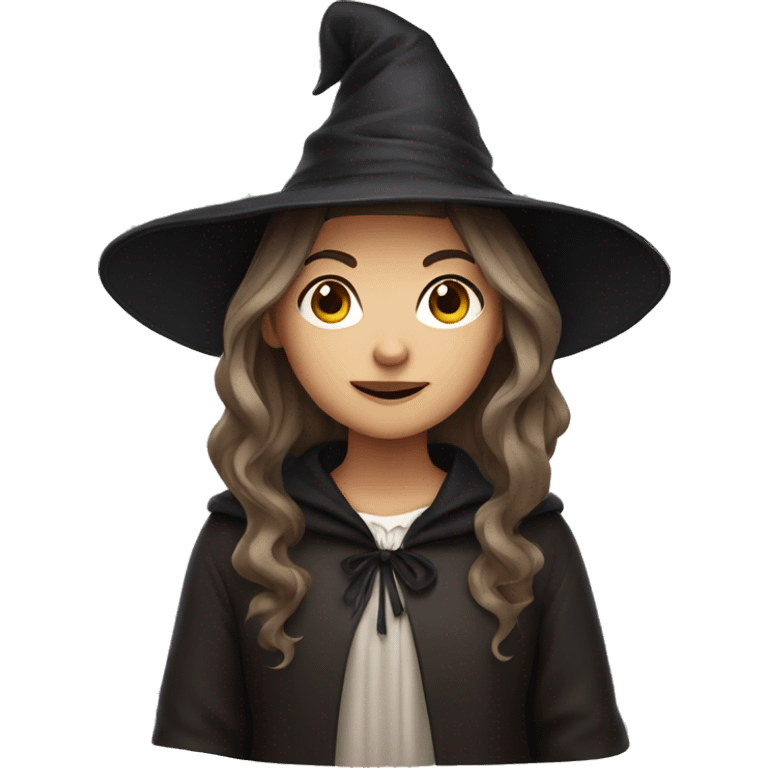 white brown hair girl standing up dressed as a witch emoji