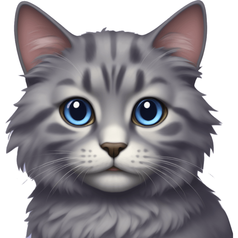 fluffy purlue cat with painti it emoji