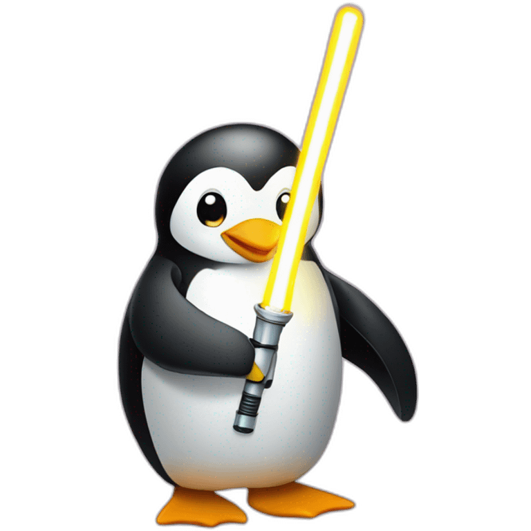 a penguin with a light sabre emoji