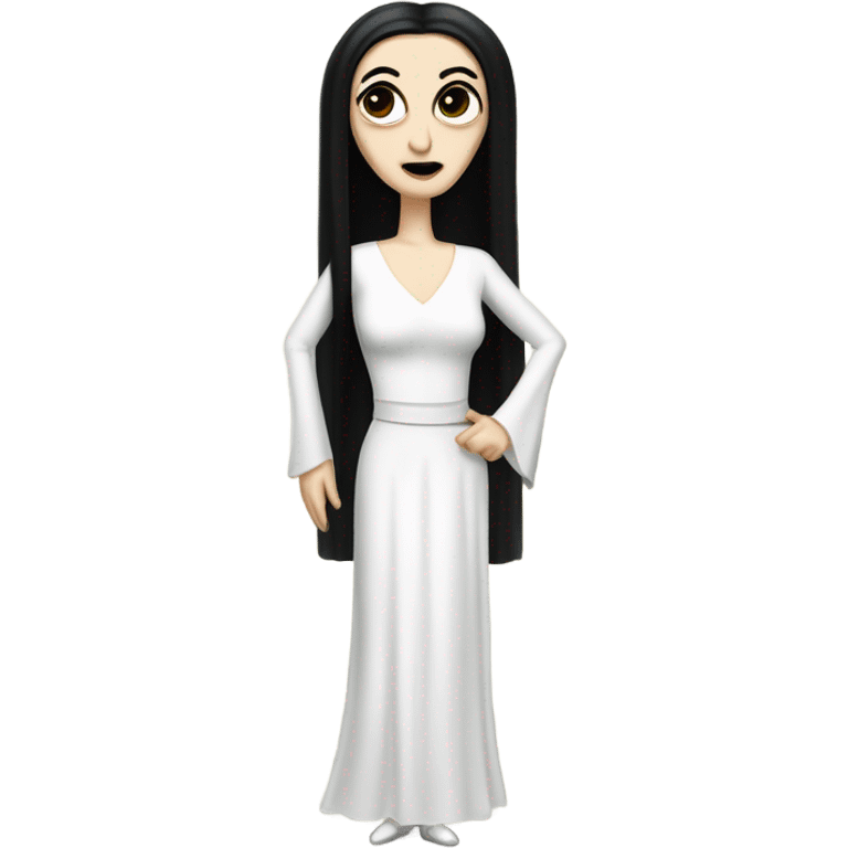 Tall realistic thin Morticia Addams Princess Leia in white ballet  emoji