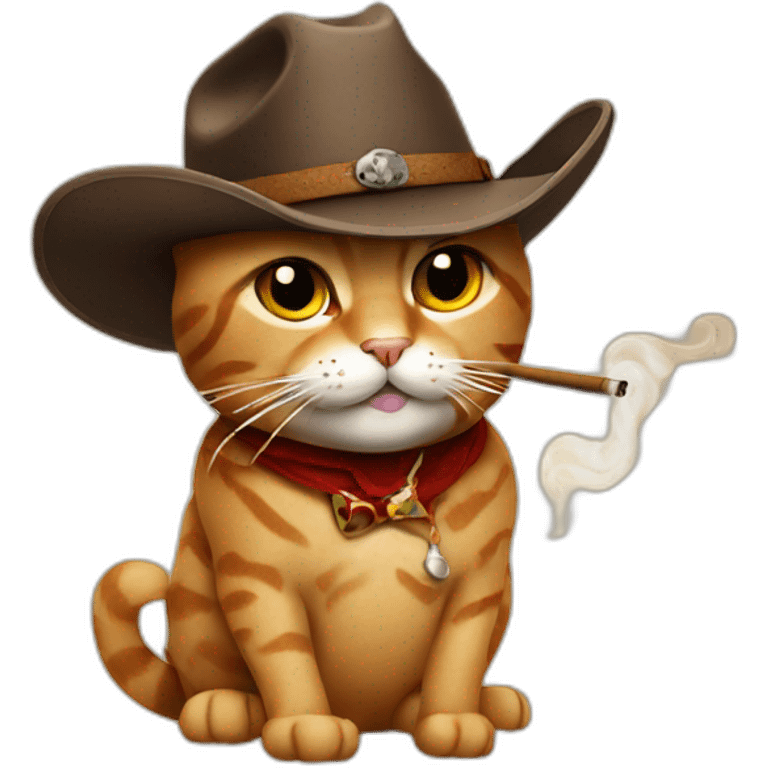 cat with a cowboy hat and smoking cigar emoji