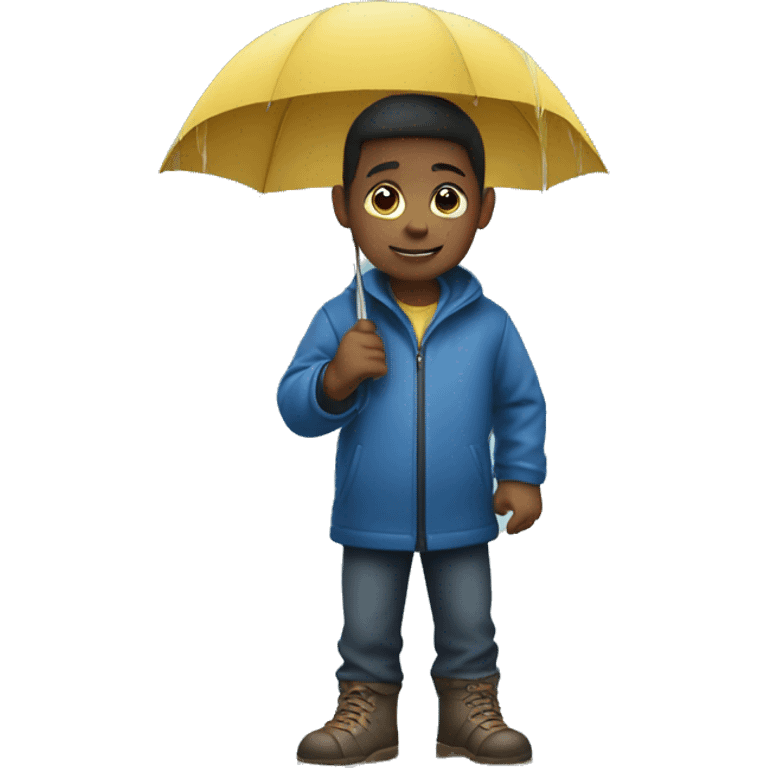 A kid holding an umbrella in the rain emoji