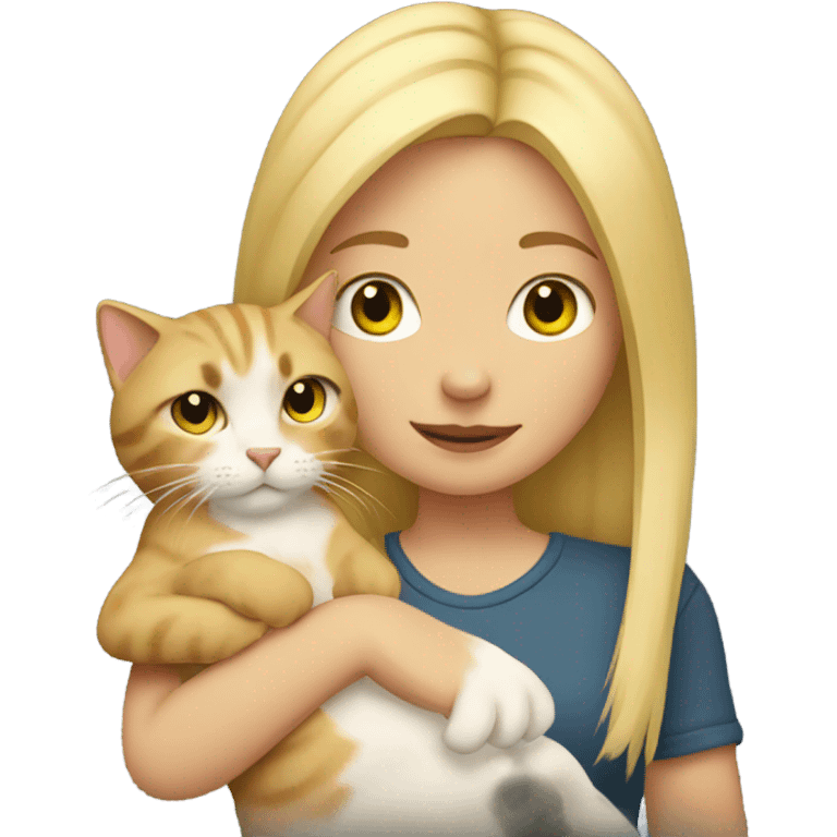 Blond hair girl holding a cat emoji