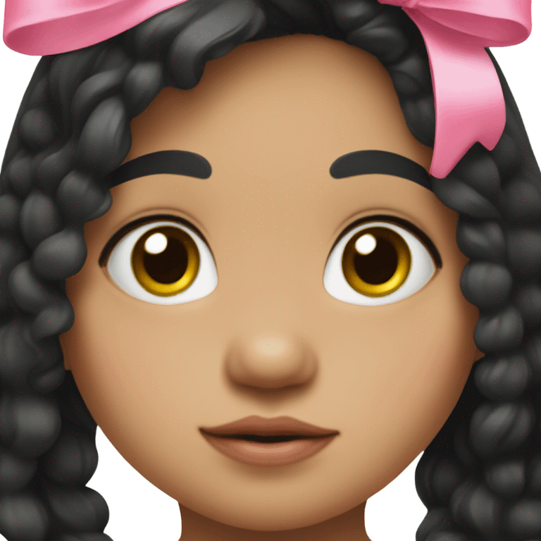 Mexican toddler girl with long black hair and pink bow emoji