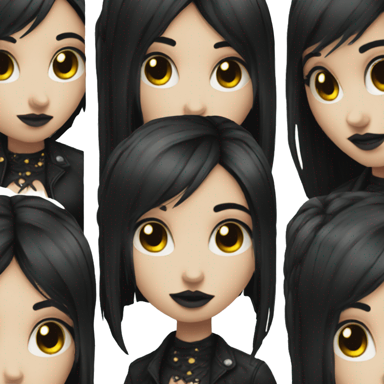 goth girl black hair with color streaks  emoji