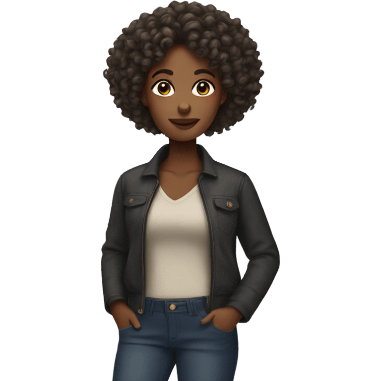 black woman with curly hair emoji