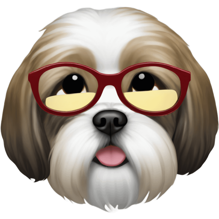 Shih tzu wearing round dark sun glasses emoji